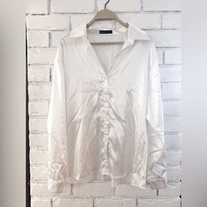 White satin button down XL